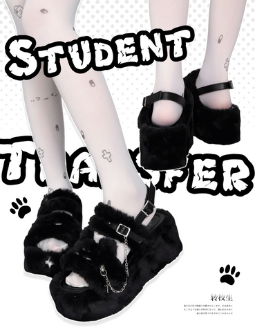 ［靴］サブカル ファー 厚底 サンダル【VS64EF】