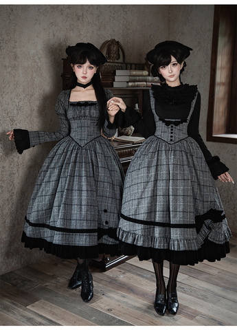 ［ファッション］クラシカル レトロ チェック柄 ワンピース【E44C73】