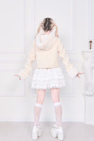 ［ファッション］地雷系 リボンバックルファーショートコート【I610XR】