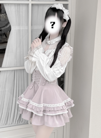 ［ファッション］地雷系 レースブブラウス+スカート【心跳芭菲】