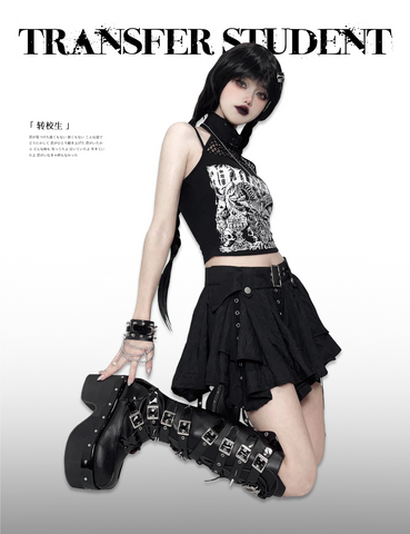 ［靴］ゴシック ベルト 厚底 ロングブーツ【A9CCP0】