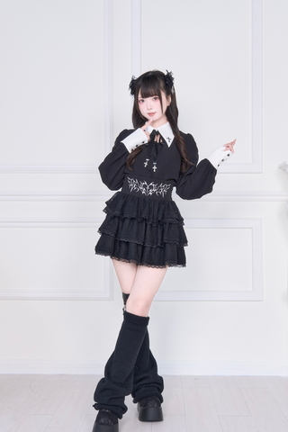 ［ファッション］地雷系 量産型 クロス ブラウス【C48YIC】