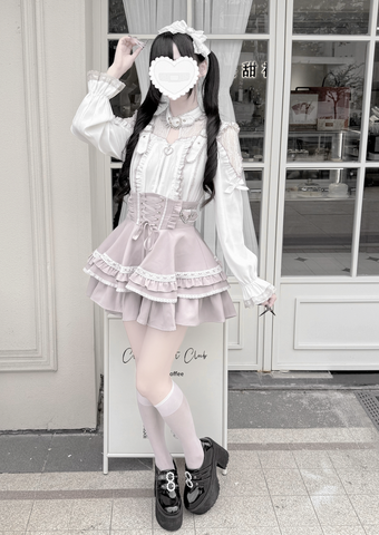 ［ファッション］地雷系 レースブブラウス+スカート【心跳芭菲】