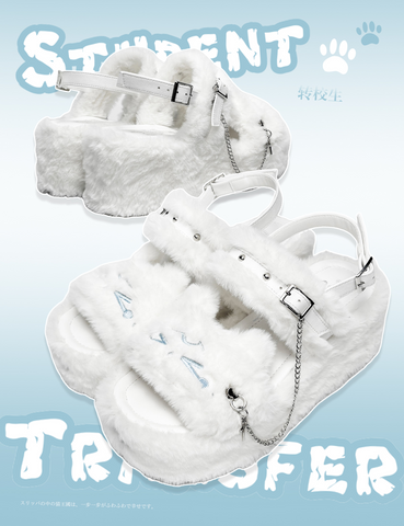 ［靴］サブカル ファー 厚底 サンダル【VS64EF】