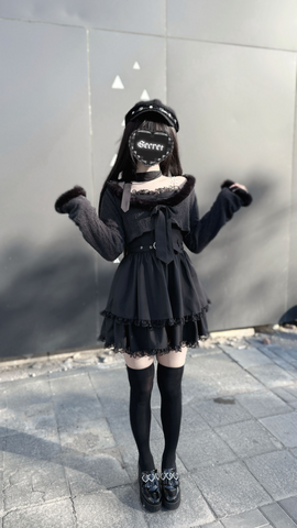 ［ファッション］地雷系 ショートカーディガン+キャミワンピース セットアップ 【2N874V】