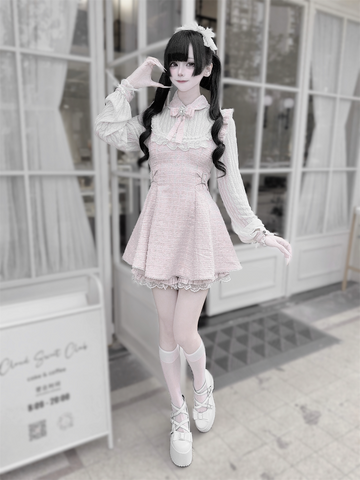 ［ファッション］地雷系 ツイード ワンピース+パンツ セットアップ【K2O370】