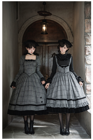 ［ファッション］クラシカル レトロ チェック柄 ワンピース【E44C73】