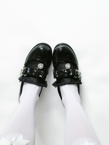 ［靴］地雷系 量産型 リボン ローファー シューズ【6KWCAV】