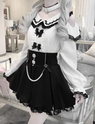 ［ファッション］地雷系 長袖 オフショル ブラウス【恋爱契约】