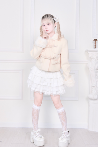 ［ファッション］地雷系 リボンバックルファーショートコート【I610XR】