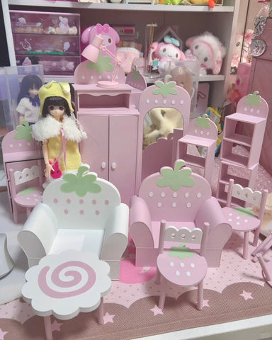［BJD小物］1/6 ドール用 手作り いちご家具【43S448】