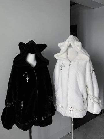 ［ファッション］ゴシック ナイトファー猫耳アウター【3GSUST】