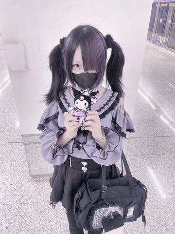 ［ファッション］地雷系 長袖 オフショル ブラウス【恋爱契约】