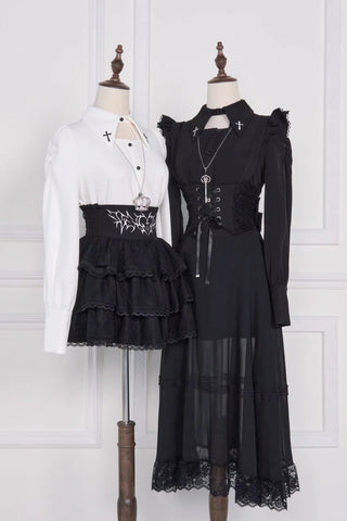 ［ファッション］地雷系 量産型 メッシュロングスカート【C48YIC】