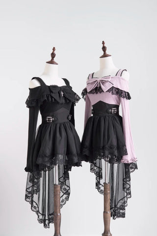 ［ファッション］地雷系 量産型 フェイクレイヤード ワンピース【PK2M2X】