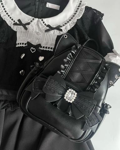 ［バッグ］地雷系 リボン 翼 リュック【F972RN】