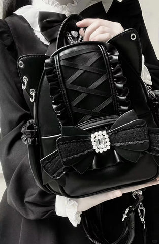 ［バッグ］地雷系 リボン 翼 リュック【F972RN】