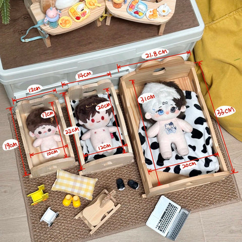 【受注予約】［ぬい小物］10/15/20cm 無属性 ぬいぐるみ用 ベッド【婴儿床】