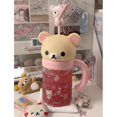 ［キャラグッズ］リラックマ 正規品 ボトル ガラス 1050ml【R92VNR】
