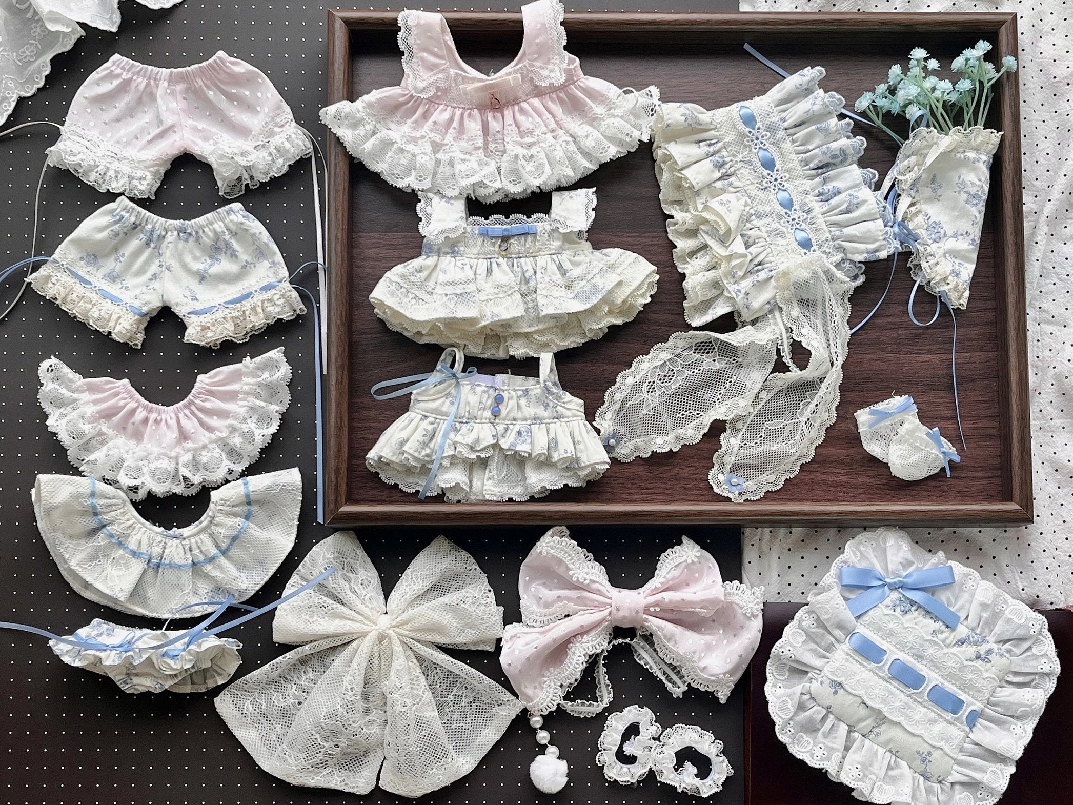 受注予約】［ぬい服］10cm 無属性 ぬいぐるみ用 お洋服【蓝花织