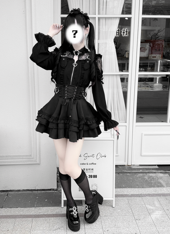 ［ファッション］地雷系 レースブブラウス+スカート【心跳芭菲】