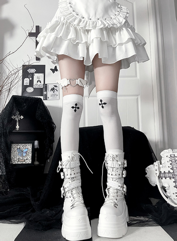 ［靴］サブカル ベルト 厚底 ミドルブーツ【3IX6FC】