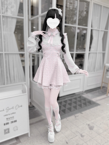 ［ファッション］地雷系 ツイード ワンピース+パンツ セットアップ【K2O370】