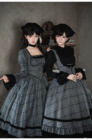 ［ファッション］クラシカル レトロ チェック柄 ワンピース【E44C73】