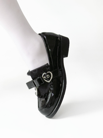 ［靴］地雷系 量産型 リボン ローファー シューズ【6KWCAV】