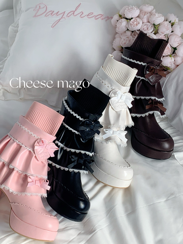 ［靴］ロリータ ティアード フリル ミドルブーツ【2TY4S7】