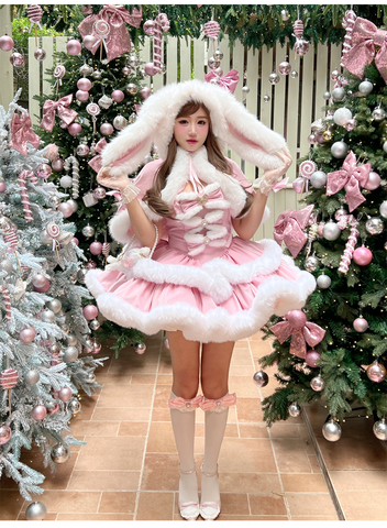 ［ファッション］ウサ耳ファーケープ＋ワンピース【GQ4W9Q】