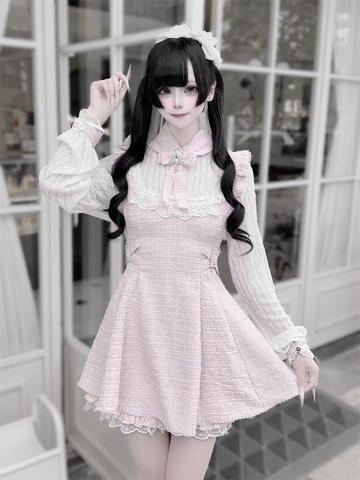 ［ファッション］地雷系 ツイード ワンピース+パンツ セットアップ【K2O370】