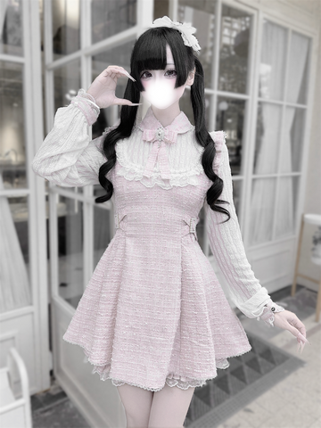 ［ファッション］地雷系 ツイード ワンピース+パンツ セットアップ【K2O370】