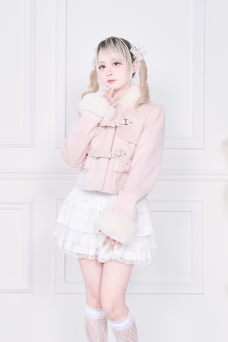 ［ファッション］地雷系 リボンバックルファーショートコート【I610XR】