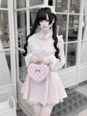 ［ファッション］地雷系 ツイード ワンピース+パンツ セットアップ【K2O370】