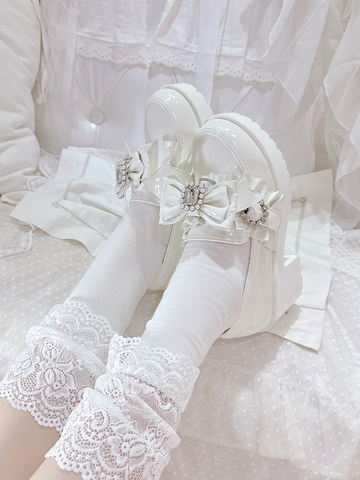 ［靴］地雷系 量産型 リボン 厚底 シューズ【K1SUET】