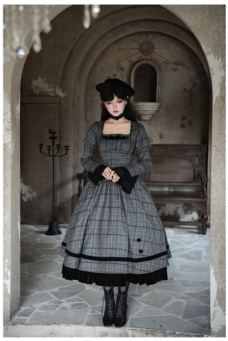 ［ファッション］クラシカル レトロ チェック柄 ワンピース【E44C73】