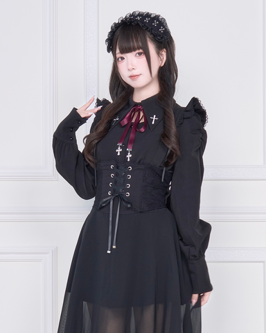 ［ファッション］地雷系 量産型 クロス ブラウス【C48YIC】