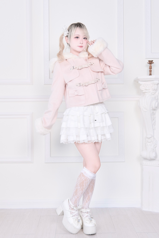 ［ファッション］地雷系 リボンバックルファーショートコート【I610XR】