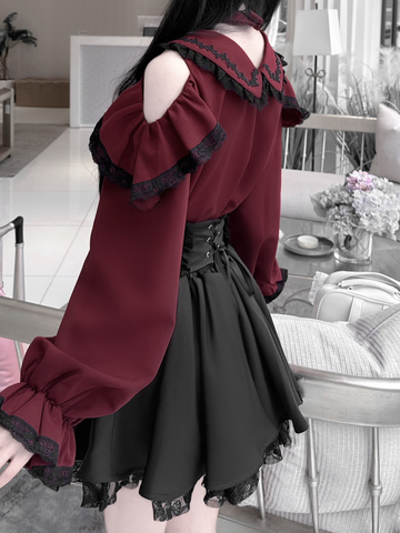 ［ファッション］地雷系 長袖 オフショル ブラウス【恋爱契约】