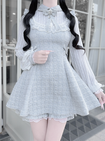 ［ファッション］地雷系 ツイード ワンピース+パンツ セットアップ【K2O370】