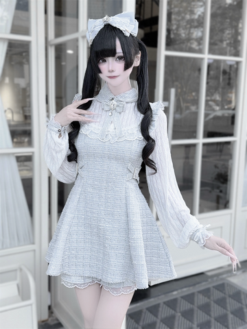 ［ファッション］地雷系 ツイード ワンピース+パンツ セットアップ【K2O370】