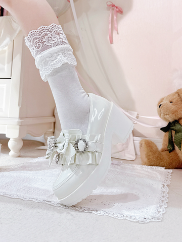 ［靴］地雷系 量産型 リボン 厚底 シューズ【K1SUET】