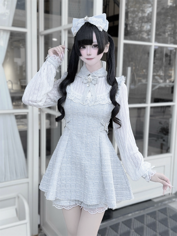 ［ファッション］地雷系 ツイード ワンピース+パンツ セットアップ【K2O370】