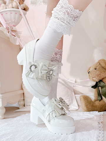 ［靴］地雷系 量産型 リボン 厚底 シューズ【K1SUET】