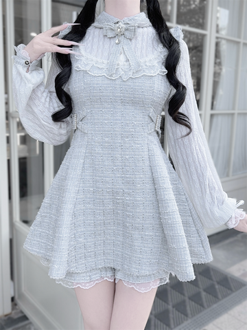 ［ファッション］地雷系 ツイード ワンピース+パンツ セットアップ【K2O370】