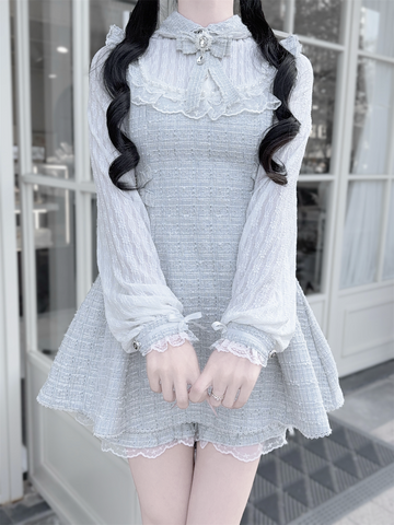 ［ファッション］地雷系 ツイード ワンピース+パンツ セットアップ【K2O370】