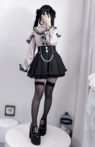 ［ファッション］地雷系 長袖 オフショル ブラウス【恋爱契约】