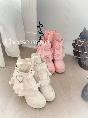 ［靴］ロリータ ティアード フリル ミドルブーツ【2TY4S7】