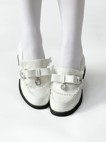 ［靴］地雷系 量産型 リボン ローファー シューズ【6KWCAV】